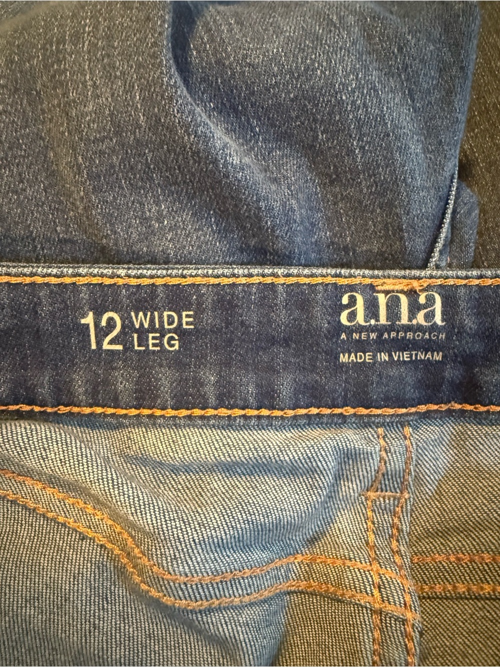 a.n.a. Wide Leg Women’s Jeans - Blue-Frayed Hems Size 12 - Picture 6 of 6